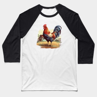 Colorful Rooster Baseball T-Shirt